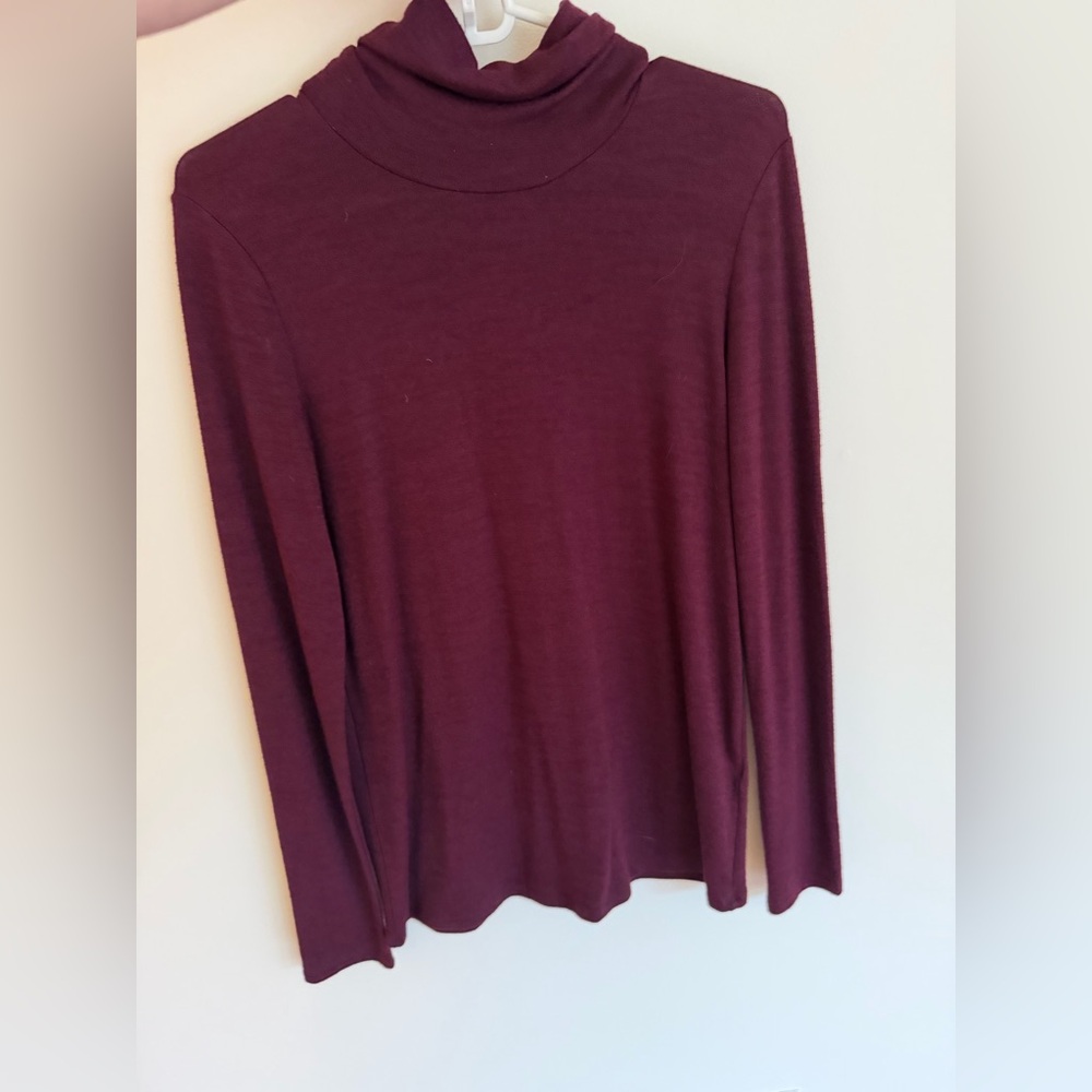 Burgundy Lightweight Turtleneck Long Sleeve Top or Sweater